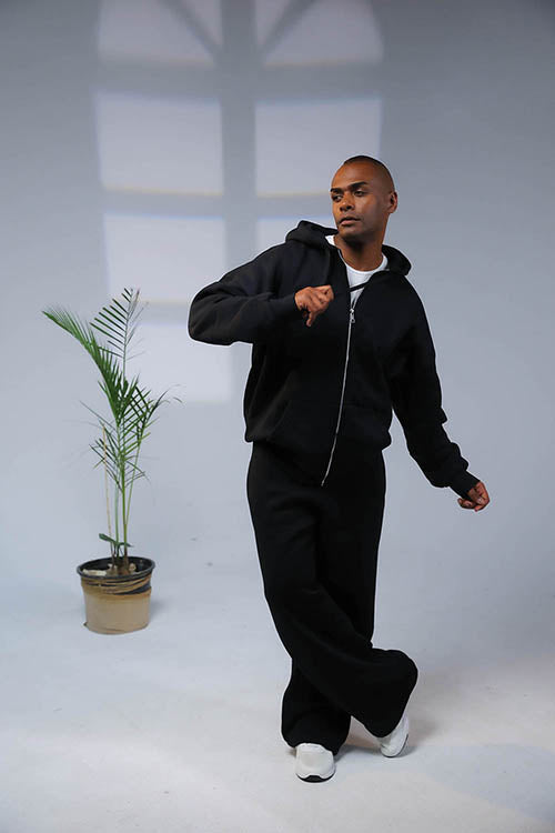 Zip Up Black Hoodie