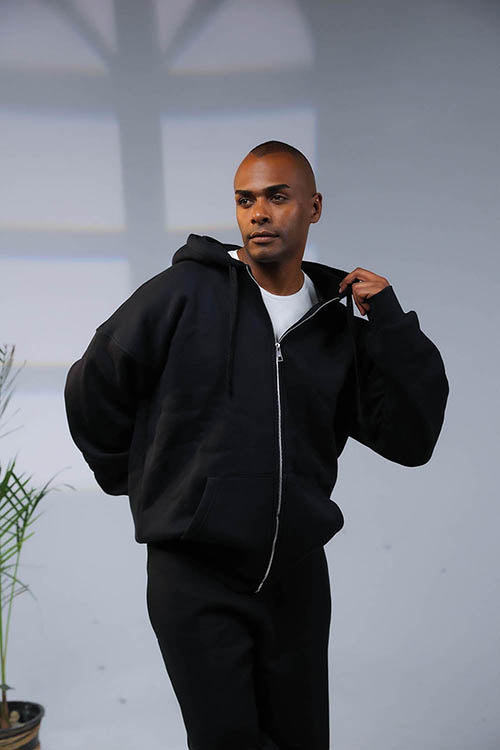 Zip Up Black Hoodie