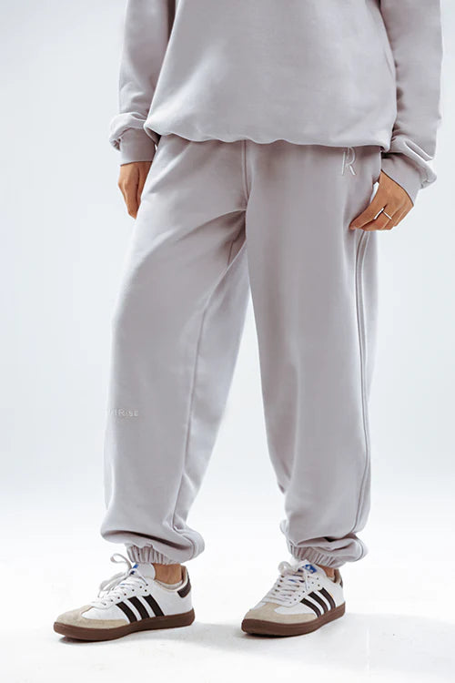 Loose Drawstring pants & Chill Sleeve T-shirt Silver Set