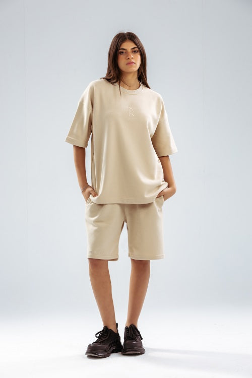 Chill Sleeve T-shirts-Beige