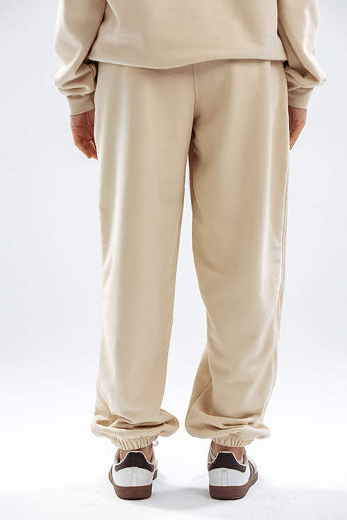 Loose Drawstring Sweatpants-Beige