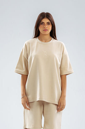 Chill Sleeve T-shirts-Beige