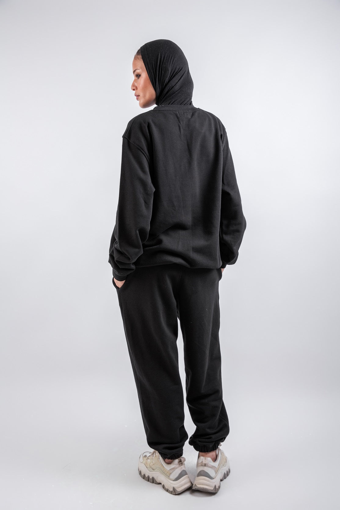 Loose Drawstring Sweatpants-Black