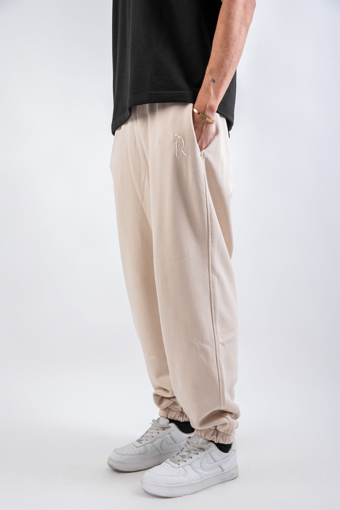 Loose Drawstring Sweatpants-Beige