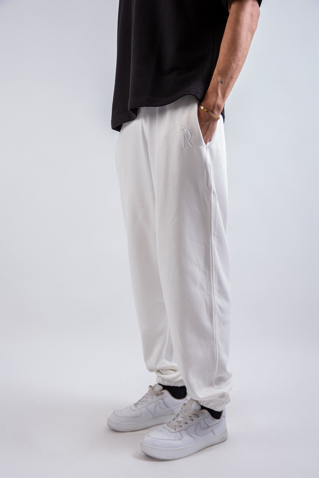 Loose Drawstring Sweatpants-White