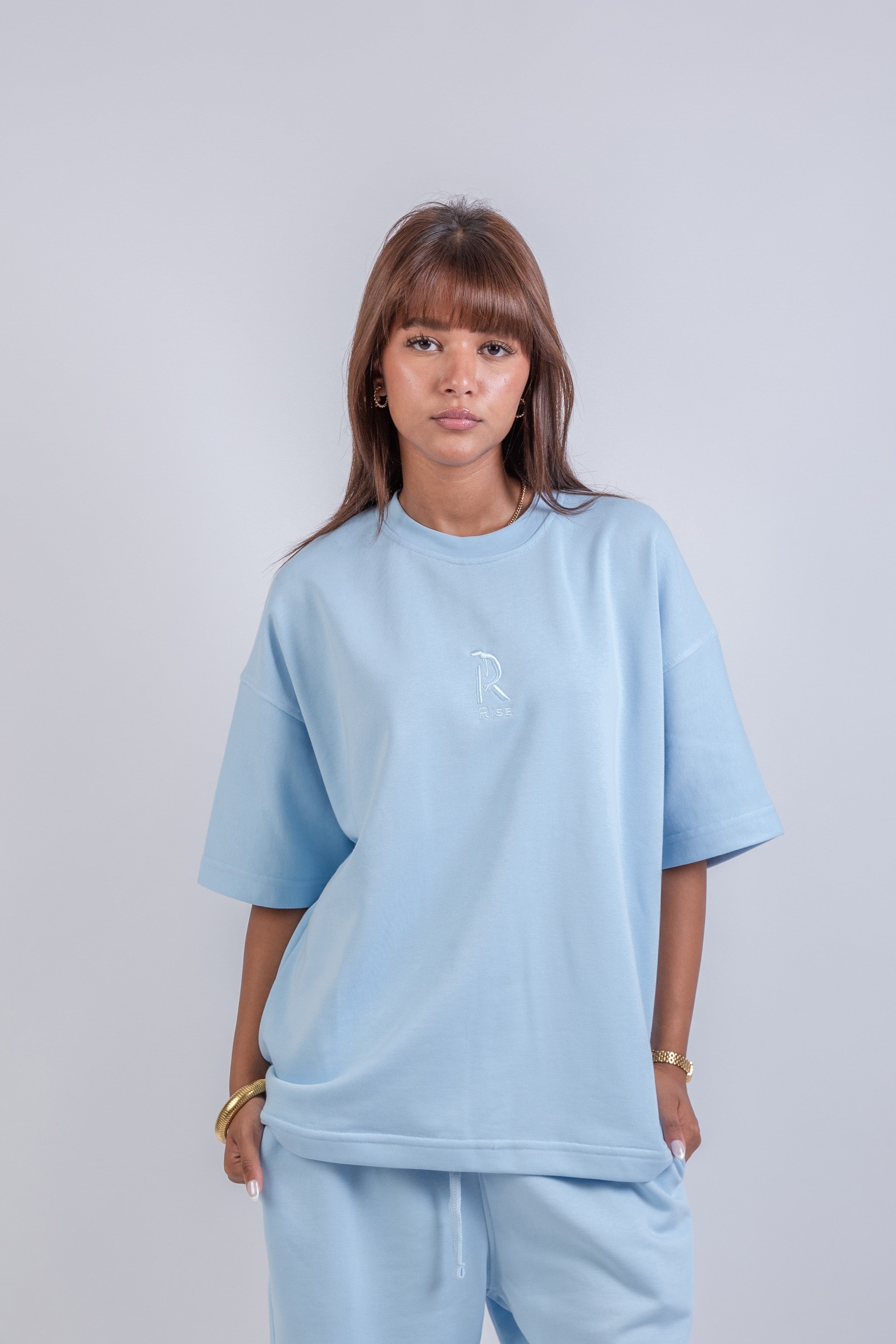 Chill Sleeve T-shirts-Baby blue